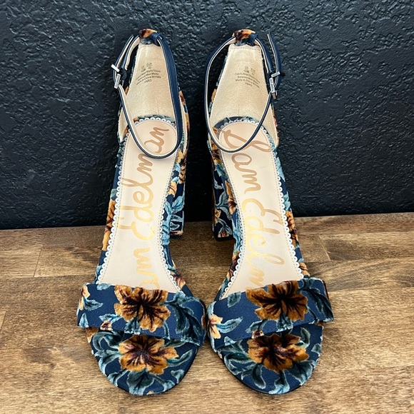 Sam Edelman Shoes - Sam Edelman Chunky Floral Heels with Ankle Strap Size 10
